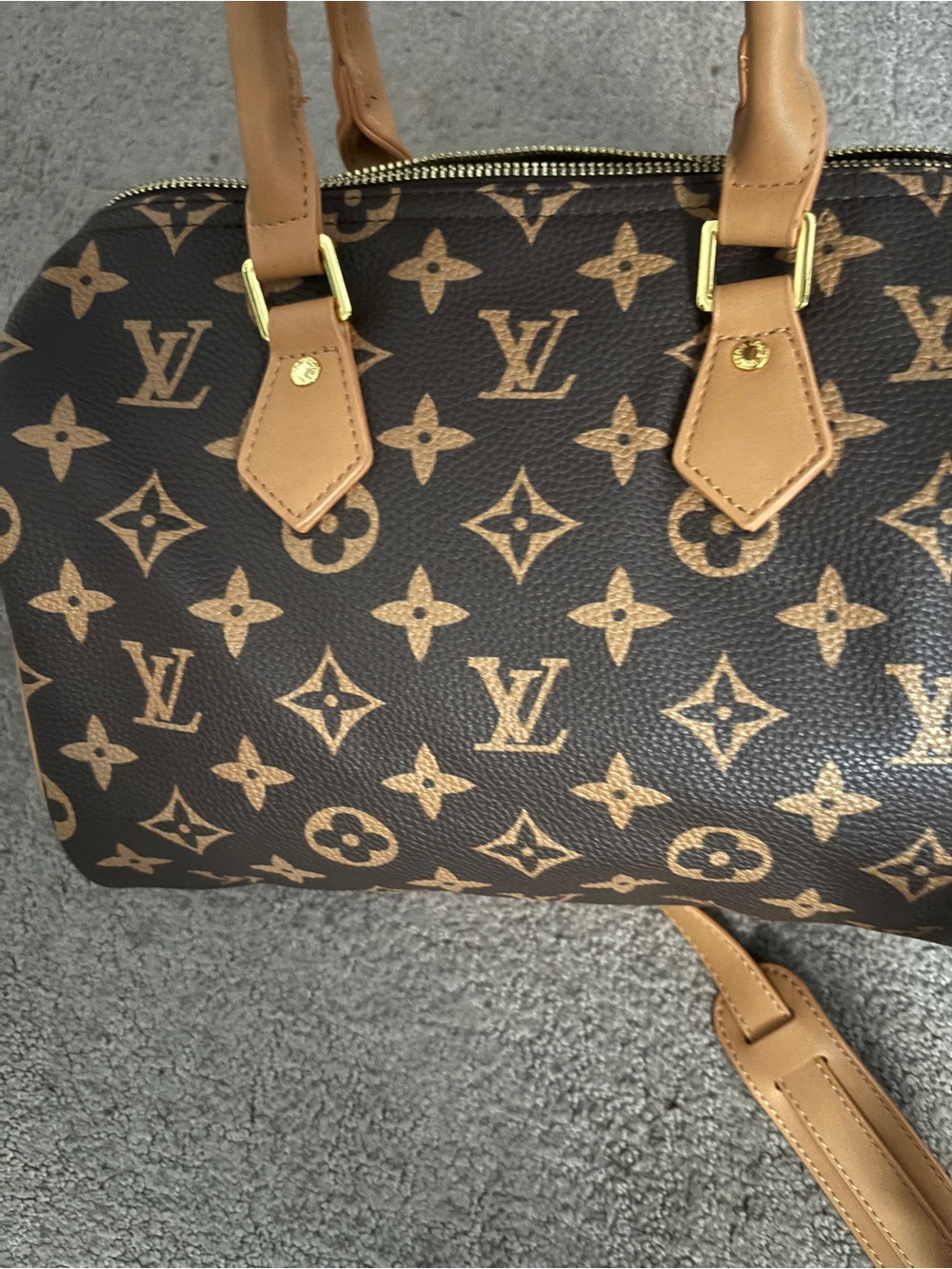 Inspired Tan Monogram Satchel